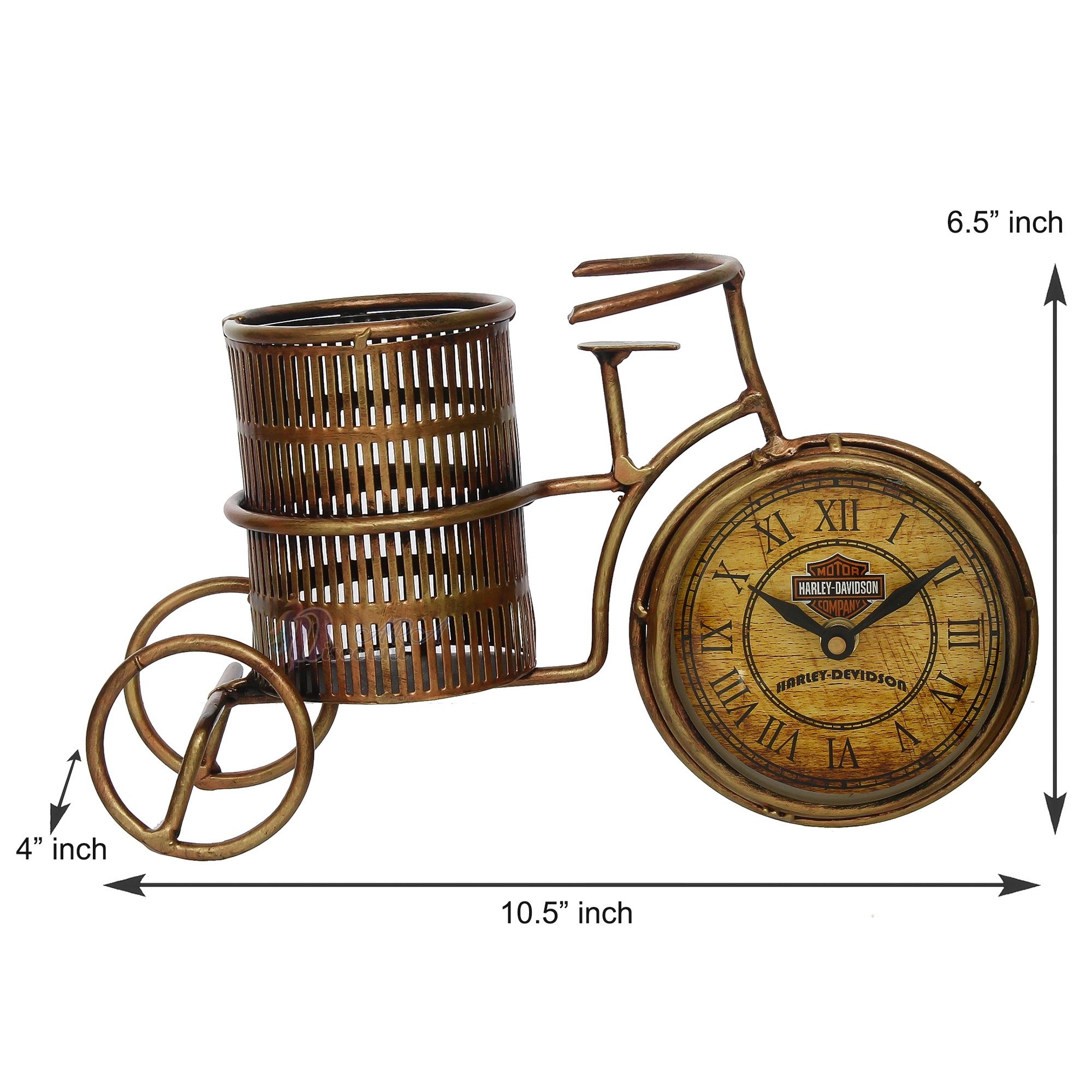 Antique Table Clock Pen Holder For Home Decor / Office Decoration Item-3