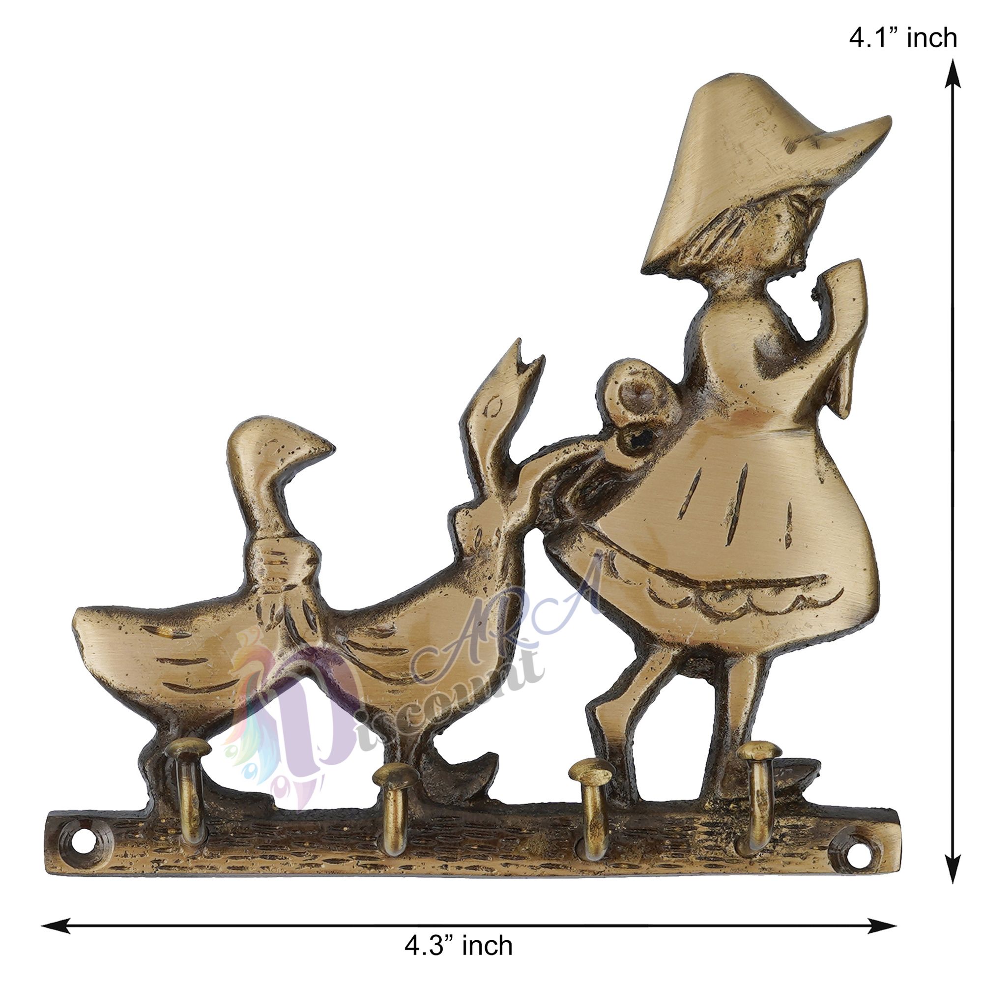 Antique Polished Brass Lady Key Holder-3
