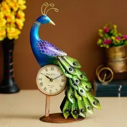 Peacock Clock Table Decor Items For Home Decoration